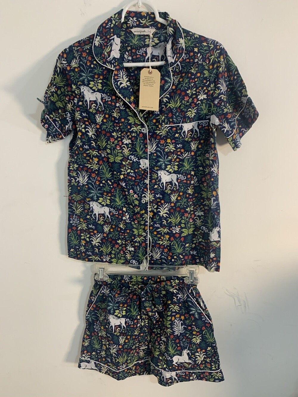 NWT Anthropologie Printfresh Unicorn Garden Pajama Set XXS NEW With Tags
